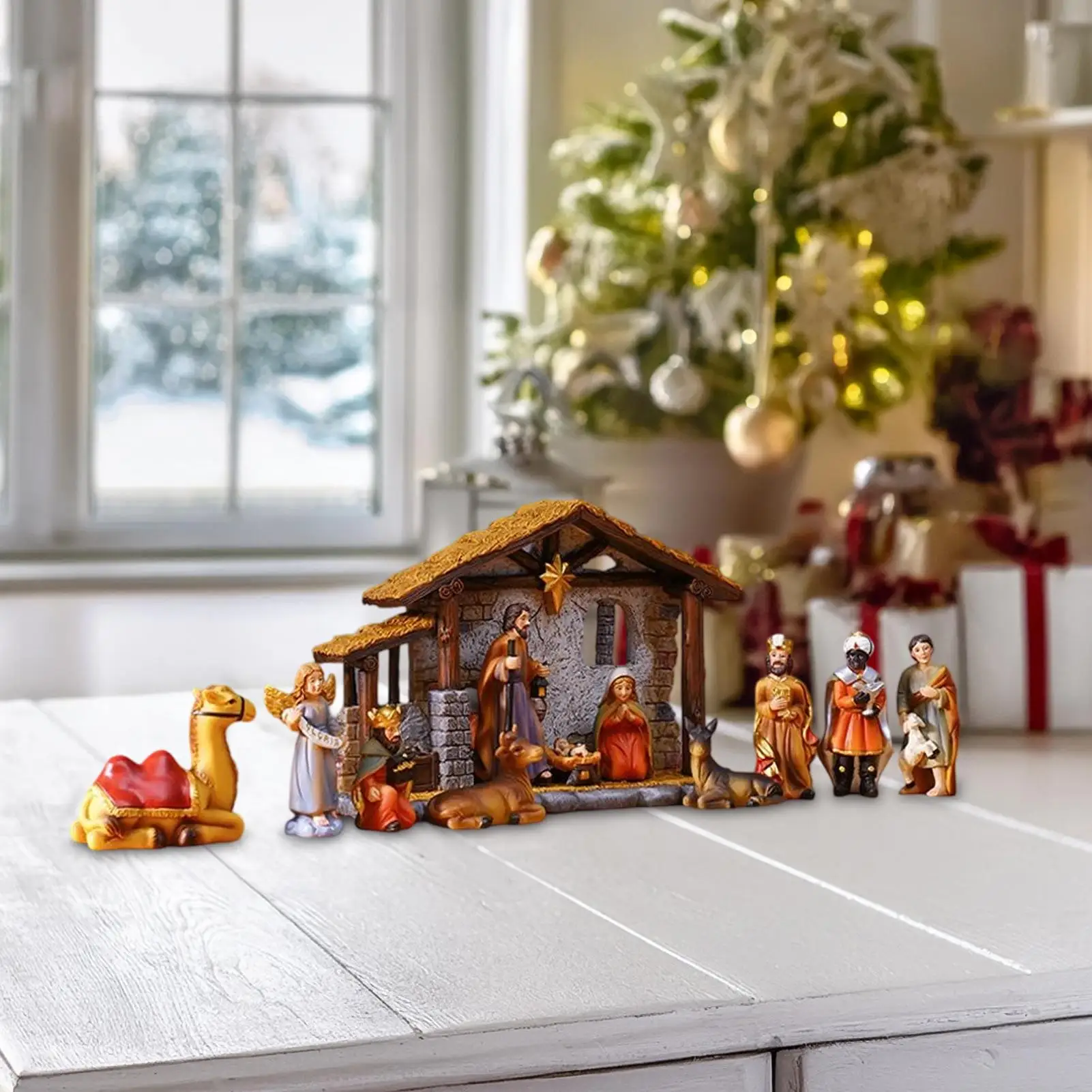 Christmas Nativity Nativity Scene Manger Religious Decor Miniature Figurines Home Decor for Patio Office School Living Room