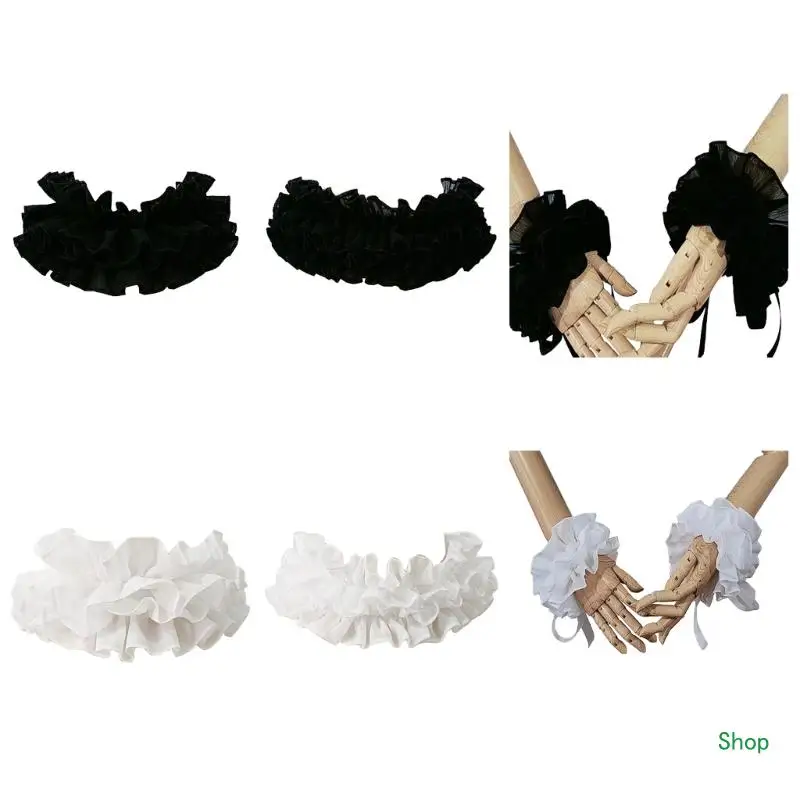 

Dropship Victorians Neck Ruff Collar Renaissances Ruffled Wrist Cuffs Halloween Costume