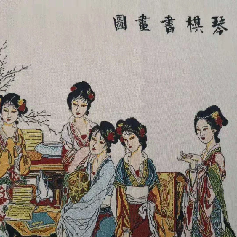 160x60cm/ Chinese silk embroidery painting - Chinese Classical Beauties Hold a Chess Jean Calligraphy and Painting Gathering