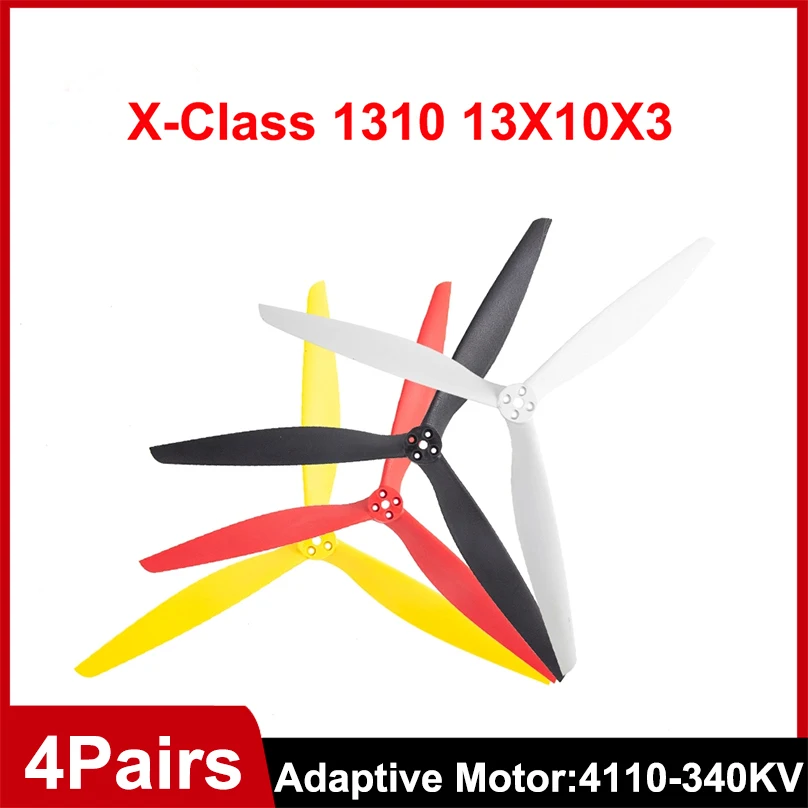 4Pairs (4CW+4CCW) Gemfan X-CLASS 1310 13X10X3 3-Blade Propeller Glass Fiber Nylon For RC X-Class FPV Drone MultiRotor