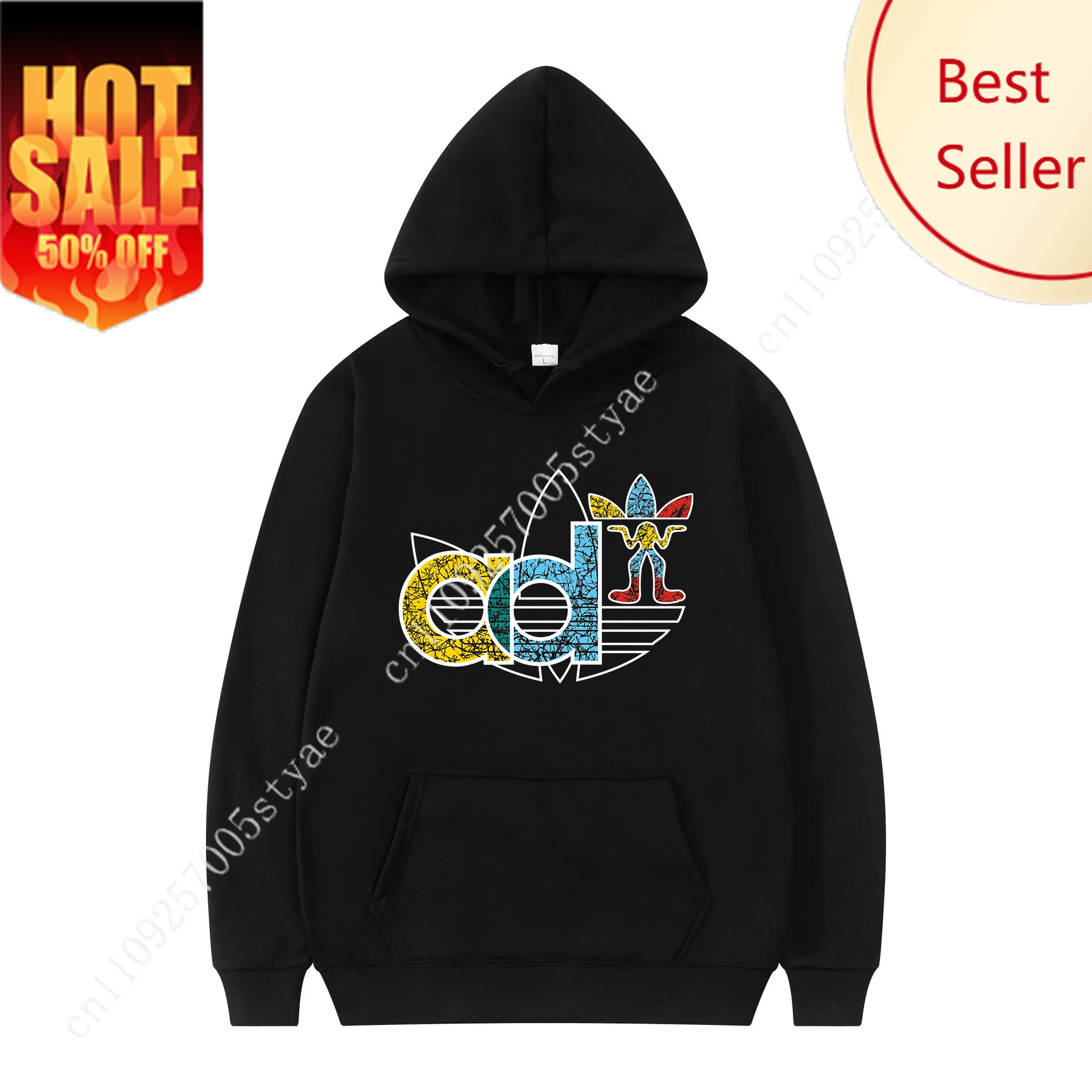 

Autumn Winter New Letter Colored Printed Fleece Hoodie For Young Men Women, Fashionable Casual Sports, Street Commuting Hoodie