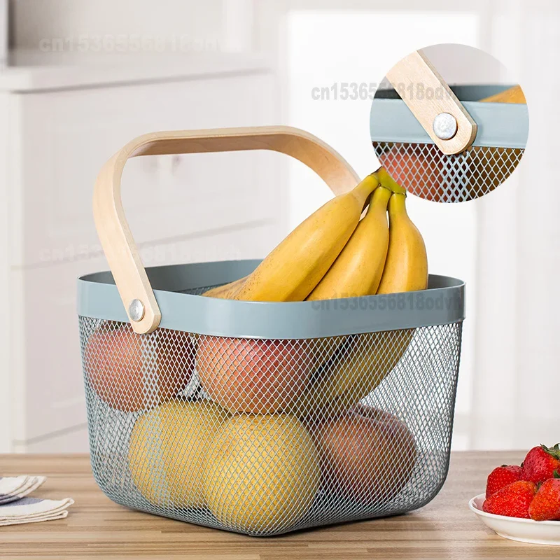 

Nordic Wrought Iron Basket: Sundries Storage Solution, Portable Vegetable Basket, White Fruit and Vegetable Drain Basket