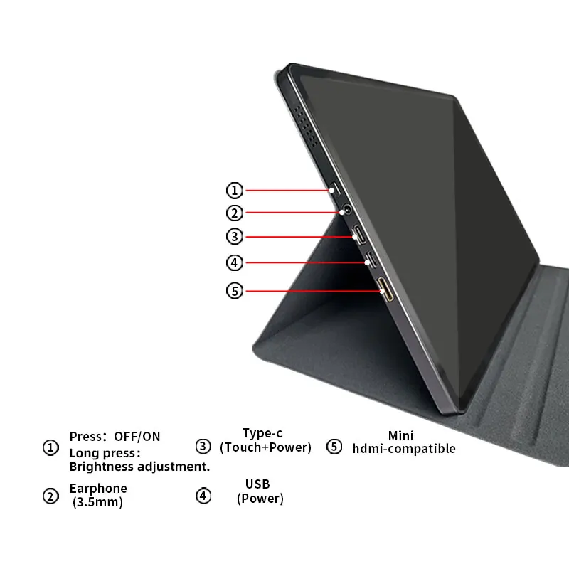 Wisecoco 2K شاشة OLED تعمل باللمس المحمولة 11 USBC HDMI شاشة الكمبيوتر لأجهزة الكمبيوتر المحمول الكمبيوتر التبديل PS4 Xbox تمديد مراقب