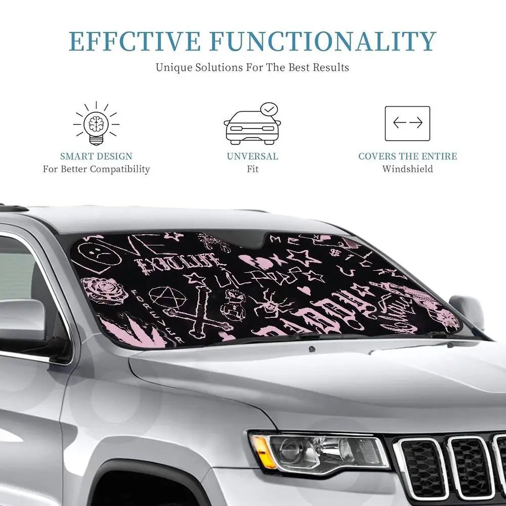 مغني الراب L-Lil P-Peep Hate Me شخصية الزجاج الأمامي ظلة غطاء السيارة الشمس الظل السيارات الشمس قناع سيارة يغطي سيارة الحماية الشمسية