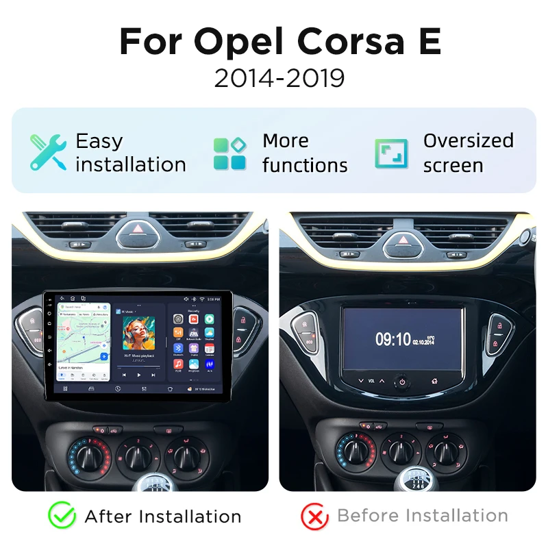 Radio para Auto Junsun de 8 Núcleos con 4G WiFi para Opel Corsa E 2014 2015 2016 2017-2019, Pantalla IPS, CarPlay, Android Auto, GPS, Navegador, Estéreo, SWC, BT, FM, AM, RDS, DSP, 2Din, Mirror Link, Reproductor Multimedia, Chat por Voz con IA, Cámara 360 Opcional, Actualización OTA, Unidad Principal 2