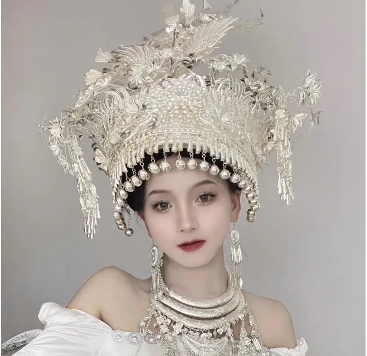 

New Ethnic Minority Miao Silver Hat Guizhou Guangxi Yunnan Headwear