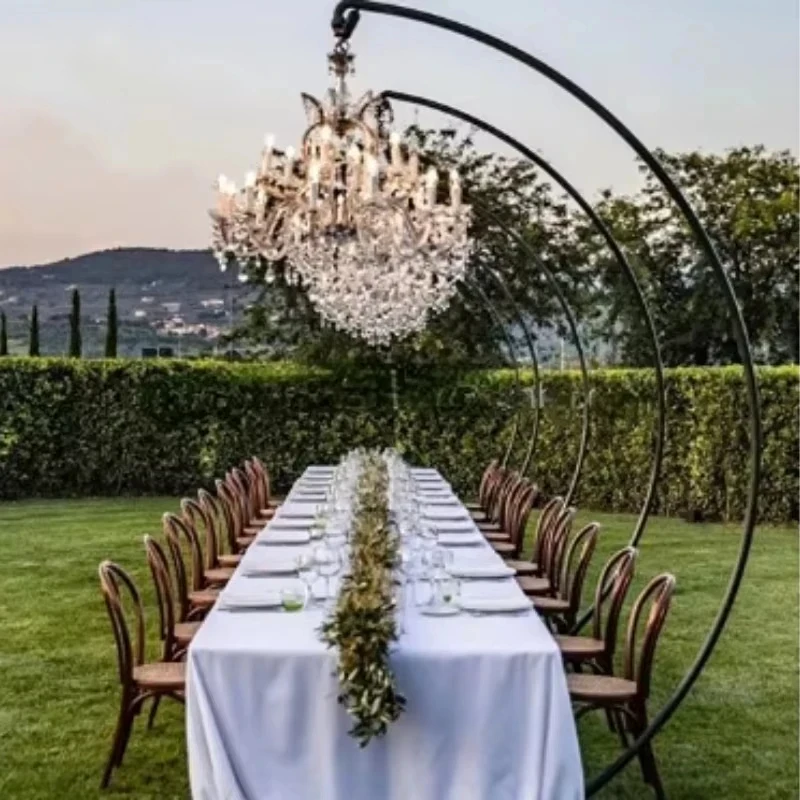2 Stück 7,9 Fuß Goldener Hochzeitsbogen Metallständer Luxuriöser Kronleuchter-Hintergrundrahmen für Gang, Bühne, Event, Party, Blumendekoration – Detail 5