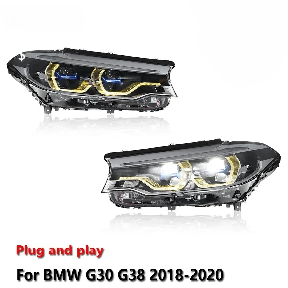 

Светодиодные фары в сборе для BMW 5 G38 G30 2018-2020, желтые и белые ДХО, противотуманные фары, стоп-сигналы, указатели поворота, подключение по штекеру