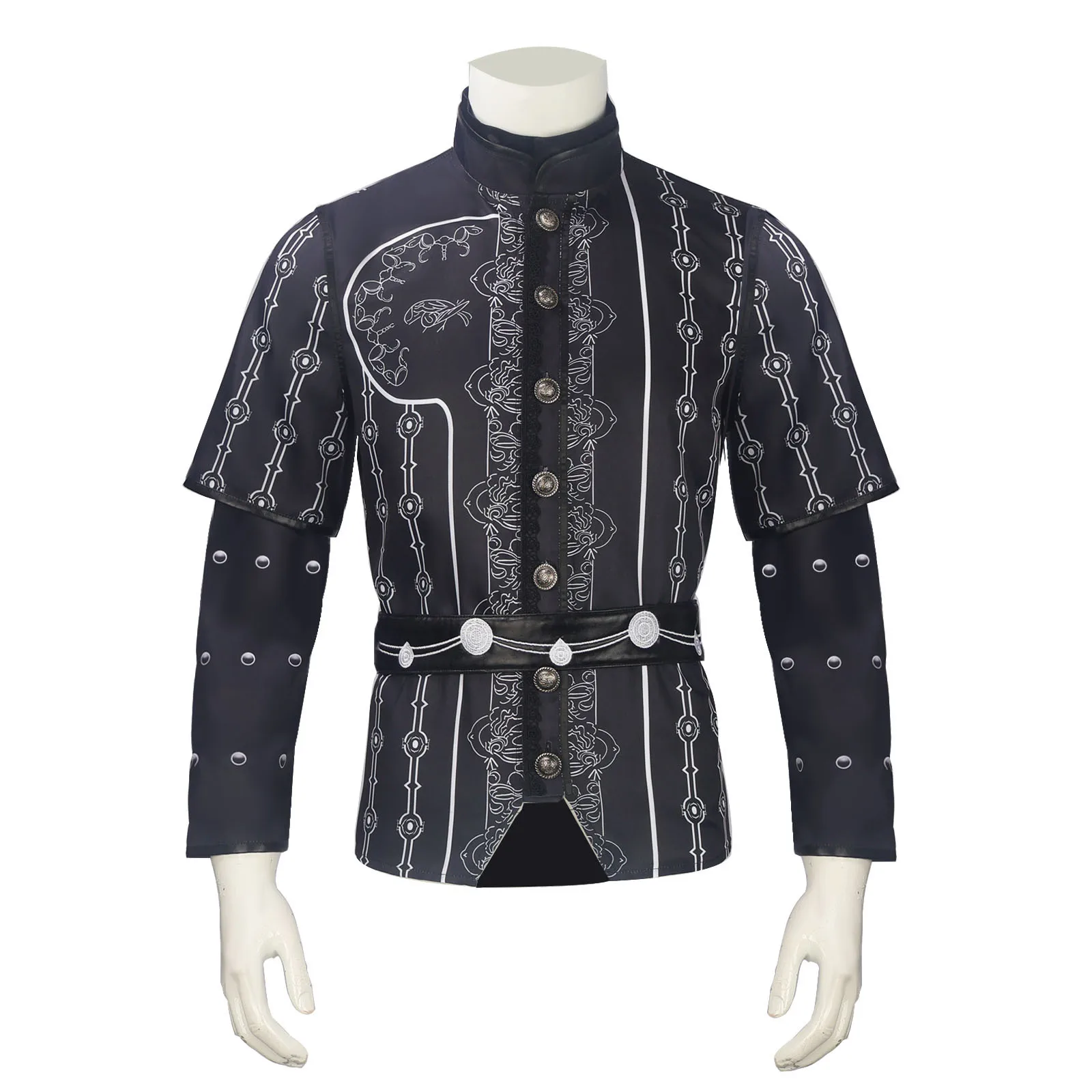 Medieval Renaissance Warrior Shirt for Men Gothic Style Short Sleeve Cos Costume High-Quality Gothic with Belt