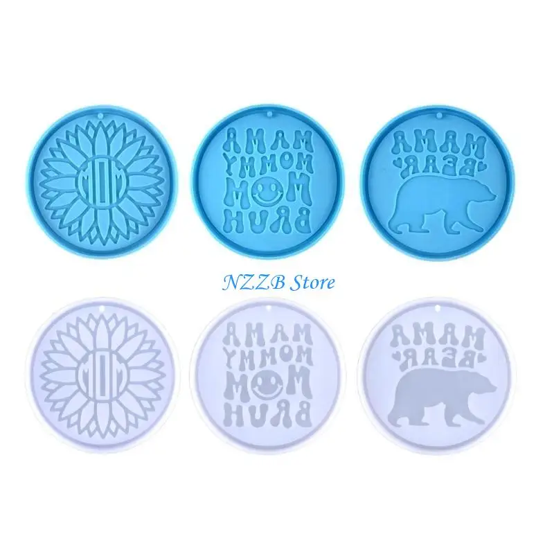 

T21F Keychain Charms Silicone Mold Circle Epoxy Resin Casting Mold for Jewelry Making