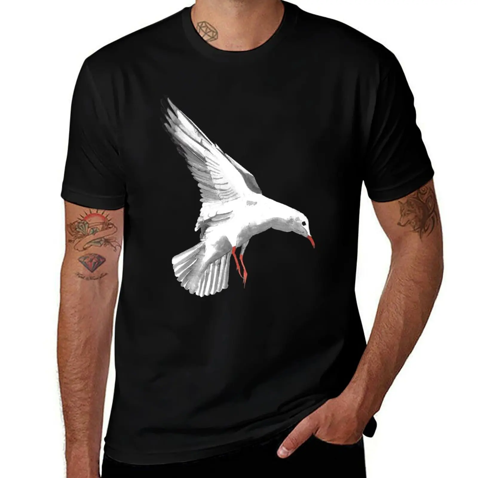 

watercolor, T-Shirt Seagull, t t birds, bird, white, shirts for seagull, animal, cotton slim fit shirts man animals quality high