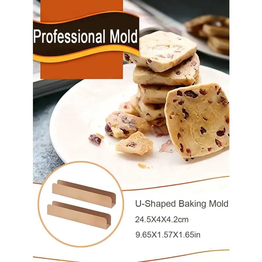 2Pcs Brown Stainless Steel U-Shaped Cookie Cutters - Durable Baking Tools for Fondant Baguettes Desserts Christmas Treats - Image 4