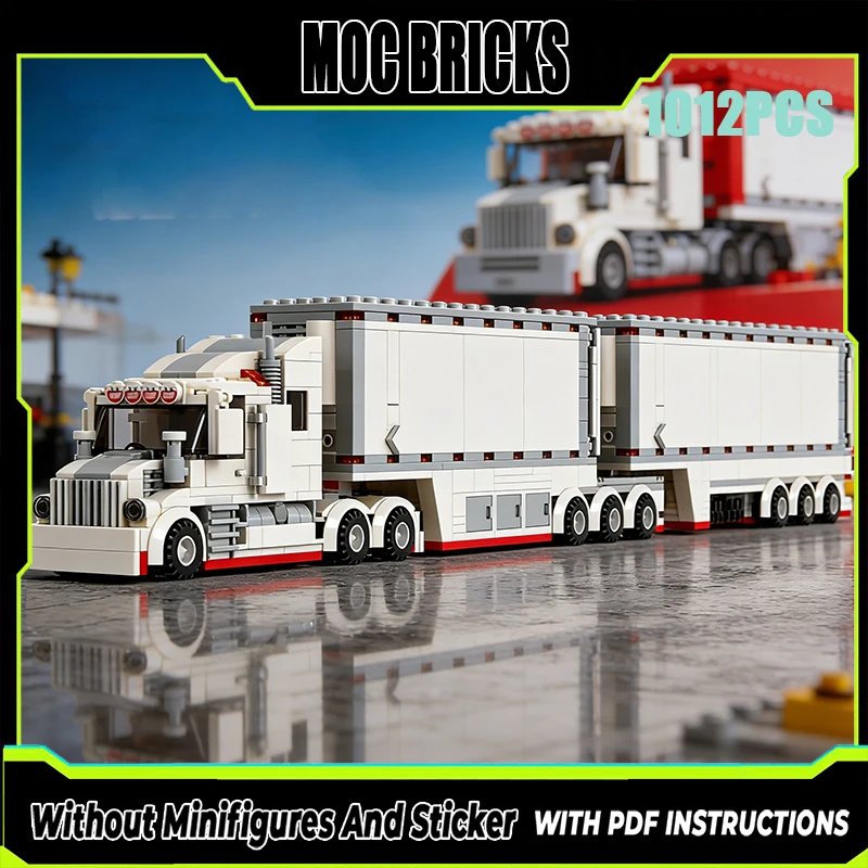 Moc Building Bricks City Truck Model Refrigerated B-Double Car Technology Modular Blocks Gifts Christmas Toys DIY Sets Assembly