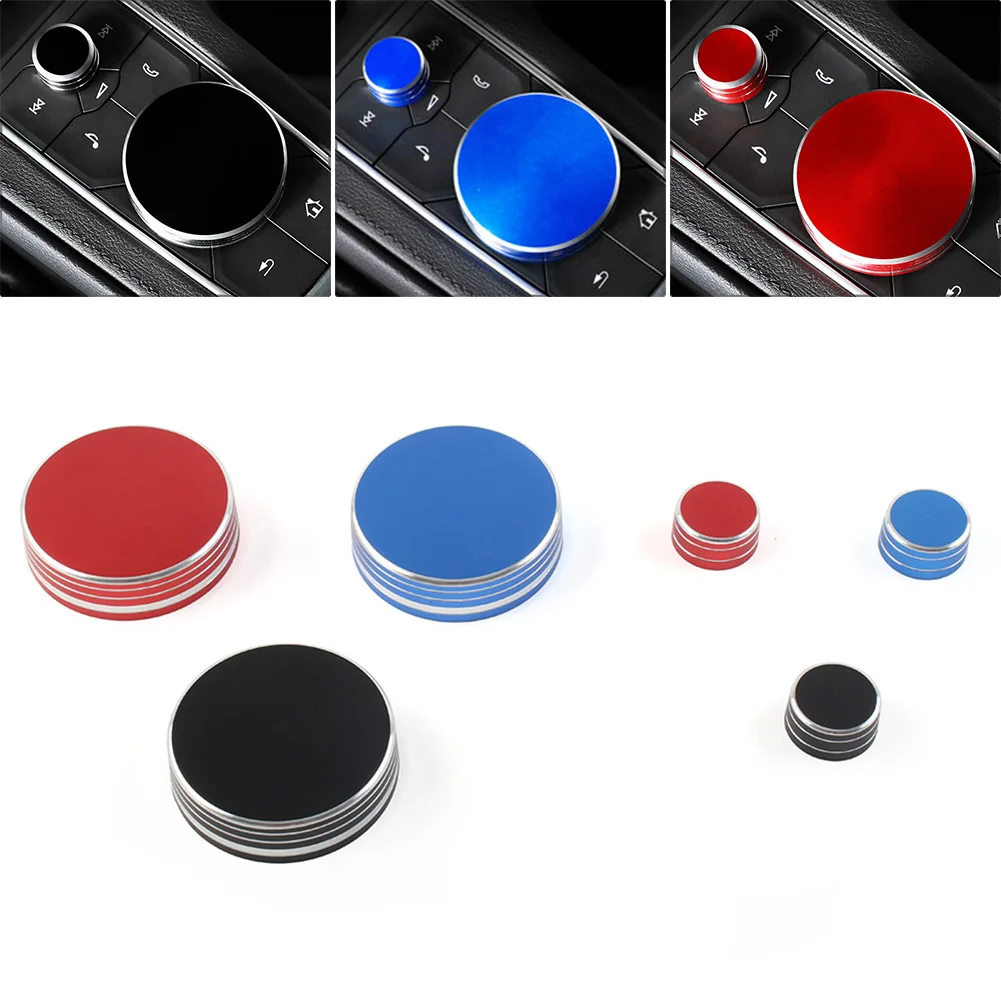 2Pcs Aluminum Car Central Control Volume Knob Cover For Cadillac CT5 CT6 XT4 XT5 XT6 2019-2020 Black/Red/Blue