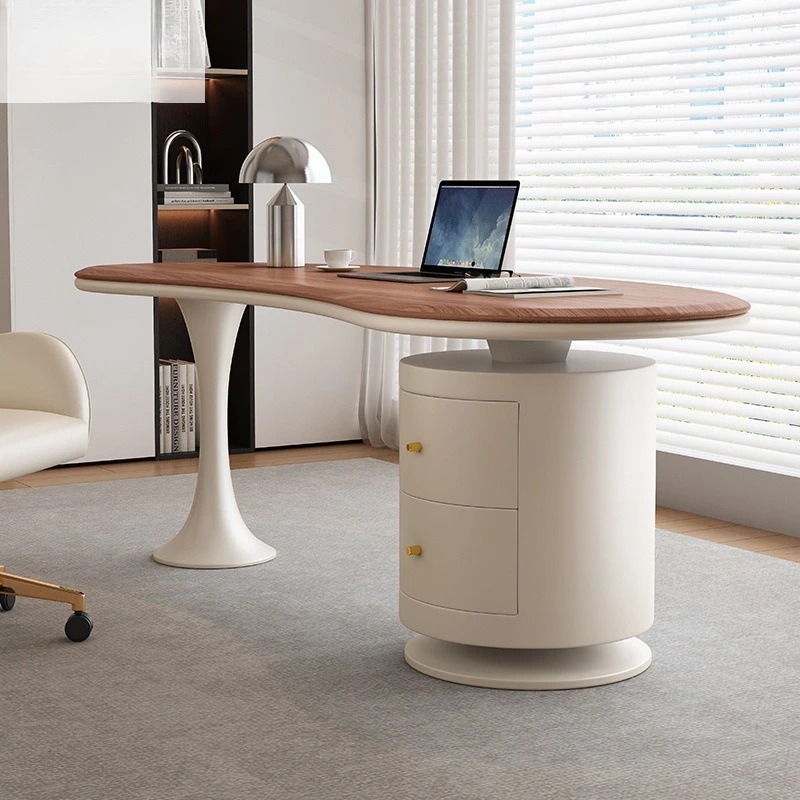 

New walnut solid wood desk light luxury modern cream style office computer desk designer senior