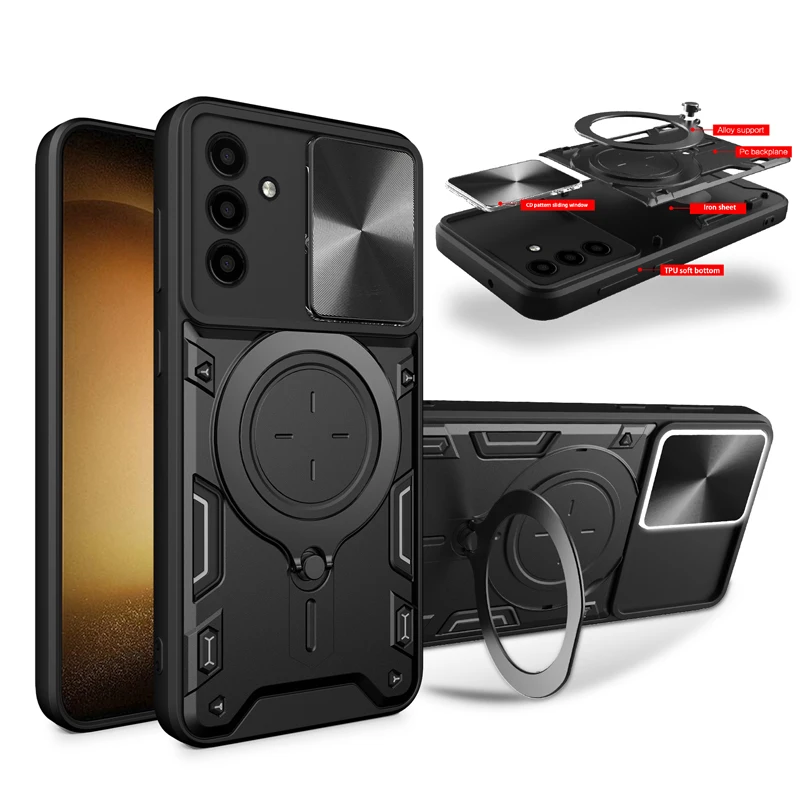 

Бронированный чехол с магнитной подставкой для телефона Samsung Galaxy A04S A05S A06 4G A12 A13 4G 5G A14 A15 A16, чехол с держателем на задней панели и кольцом