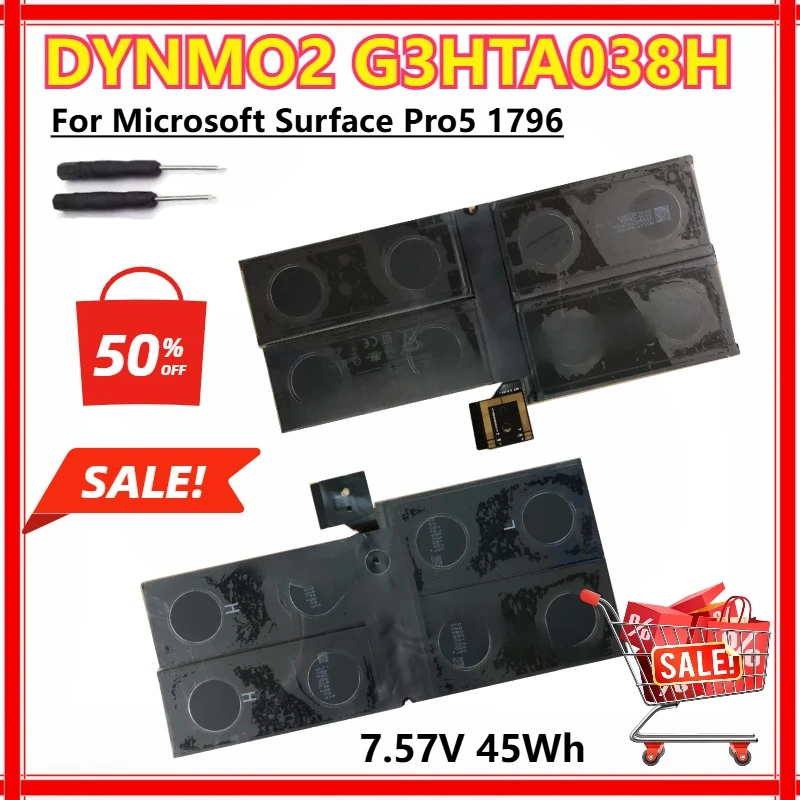 

DYNM02 G3HTA038H Laptop Battery for Microsoft Surface Pro5 1796 12.3'' Inch Pro 6 1807 1809 Tablet PC Replacement Bateria