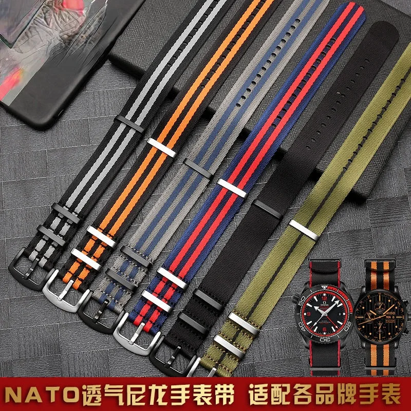 For Omega Haima 300 Ghost Party Nylon Watchband 007 Concas 20 22mm Male