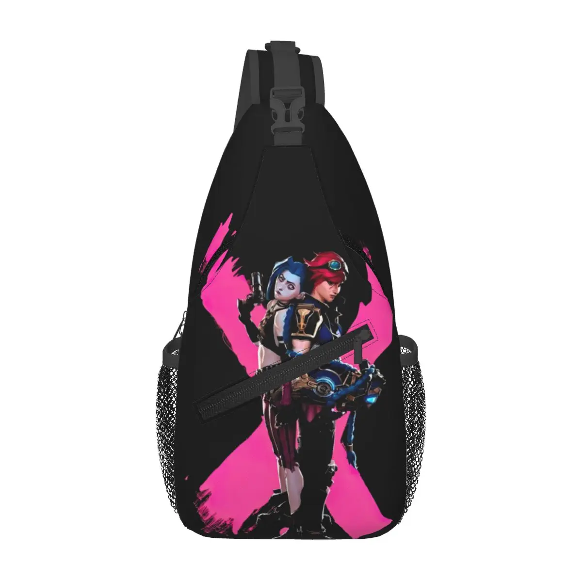

Arcane Season 2 Jinx Vi Sisters Crossbody Sling Bag Small Chest Bag Anime Game Shoulder Backpack Daypack for Travel Sports Pack
