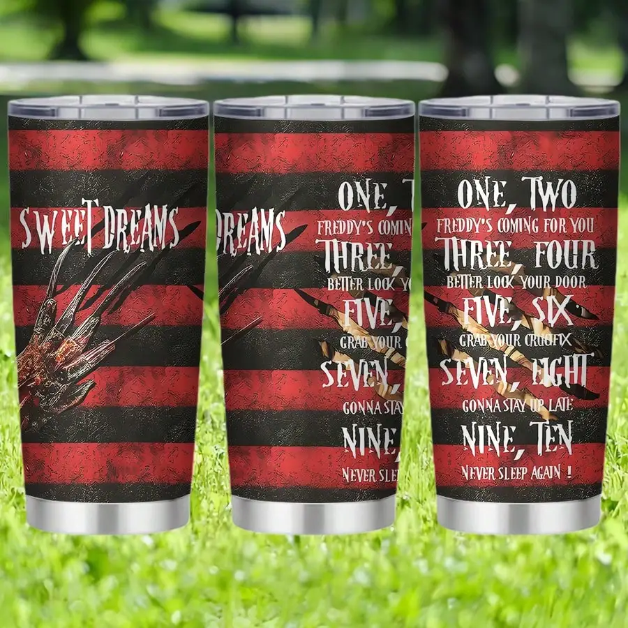

Horror Movie Fan Insulated Tumbler: 12-24h Hot/Cold, Spill-Proof Halloween Drinkware