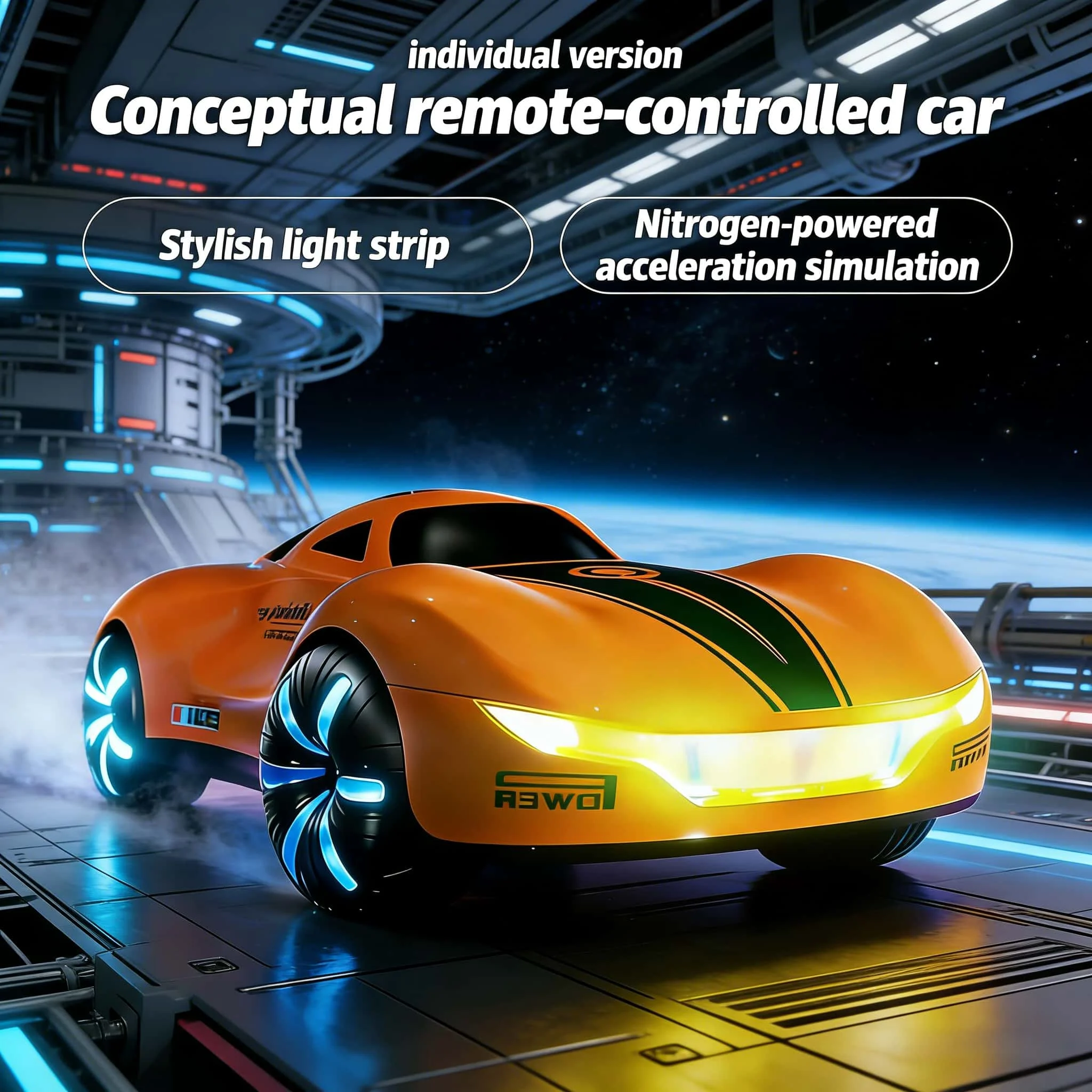 

Meteor Supercar 4-Wheel Drive Remote Control Car with Lights, Music, Spray Function and Omni-Directional Movement, Kids' RC Toy