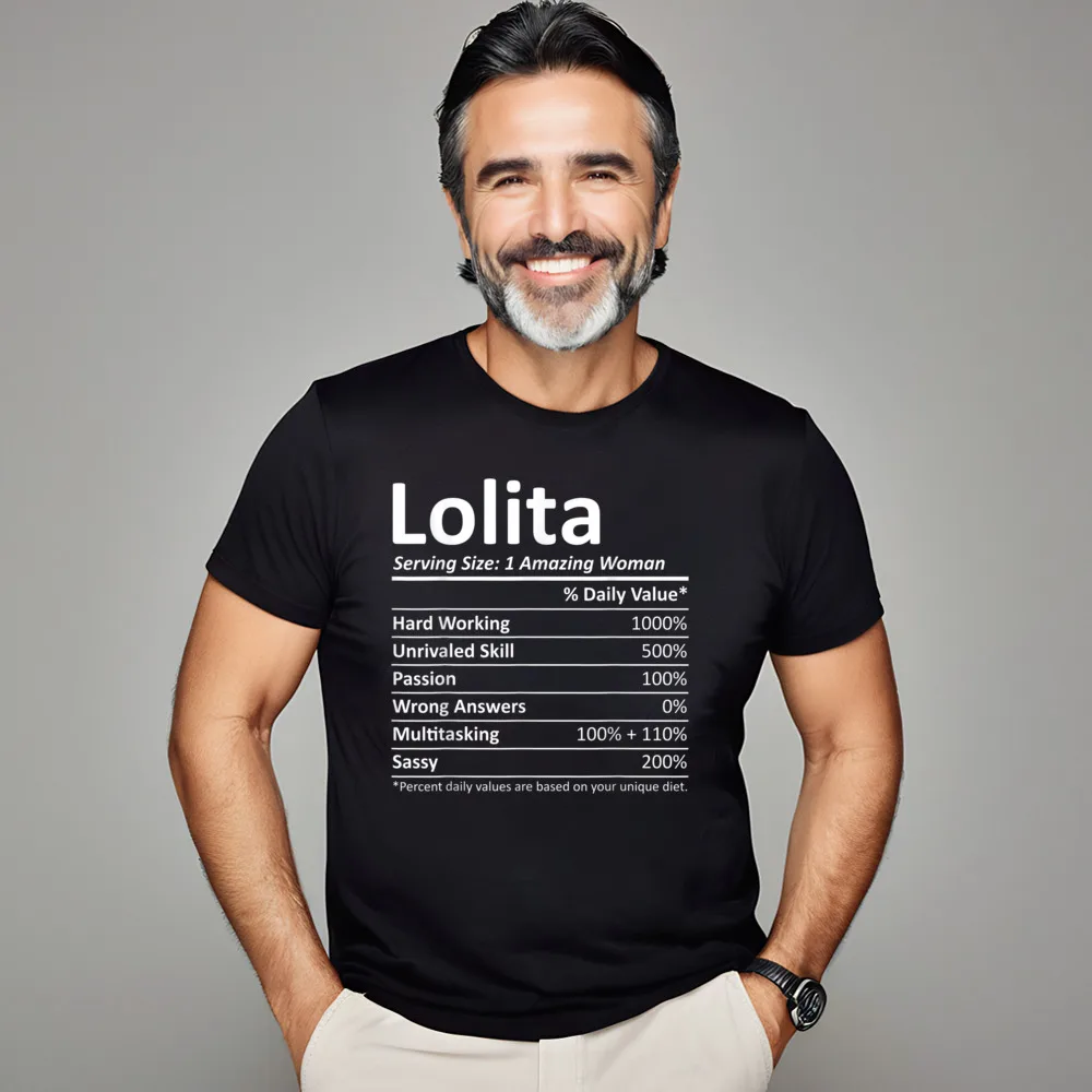 Graphic Tops & Tees Father Day Funny Round Neck Cotton Fabric T Shirts Man T Shirt LOLITA Nutrition Personalized Name Funny