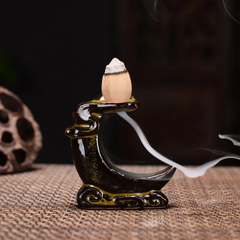 Retro Waterfall Incense Burner Backflow Mini Buddha Censer Backflow Incense Holder Home Office Teahouse Decor 2023