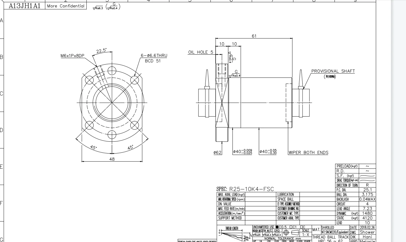 

HIWIN R25-10K 4-FSC Ball Screw Flange Nut