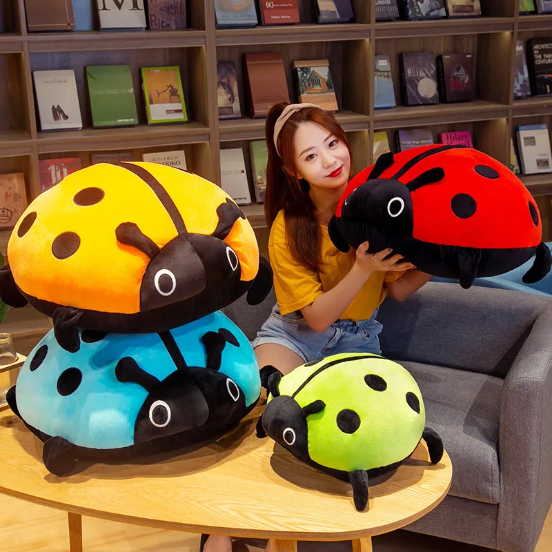 40-80cm Stuffed Ladybug Toy Big Beetles Doll Toys For Children Colorful Ladybug Toys For Kids Birhday Sofa Pillow Cartoon Decor