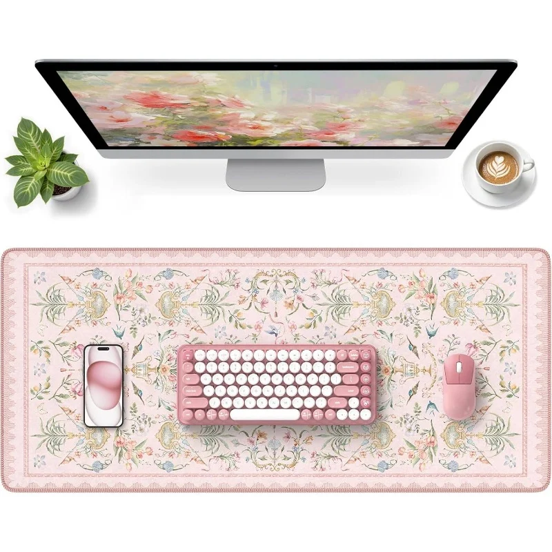 

Pink floral mousepad with Persian style design is suitable for gamers families It is made of rubber and has anti-slip properties