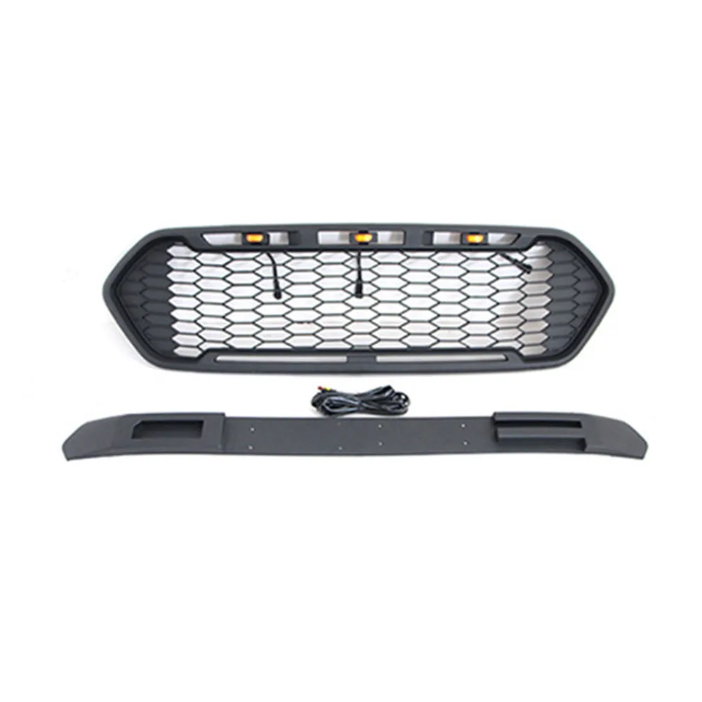 Fit For Ford Transit Custom (European Version) 2014-2021 Car ABS Black Or Grey W/LED Light Front Mesh Grill Mask Bumper Grille