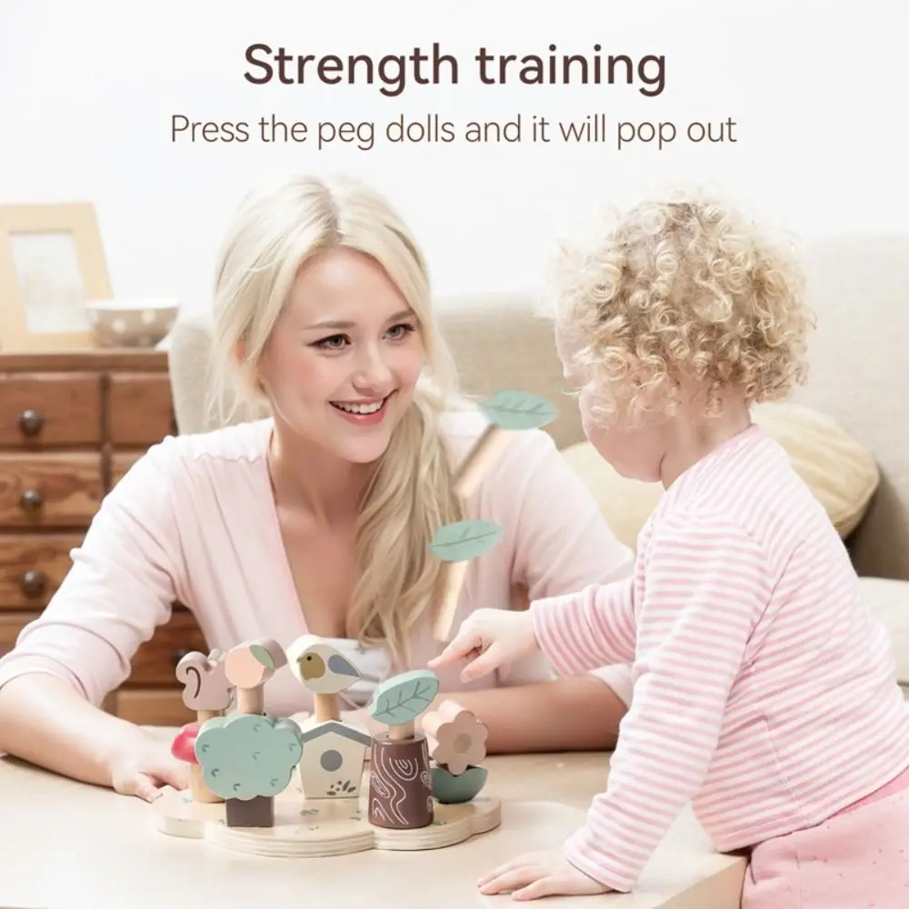 ألعاب القفز على شكل حيوانات الغابة الخشبية، ألعاب ألغاز تفاعلية للأطفال الصغار، مكعبات تكديس محمولة، ألعاب تعليمية منتسوري #3