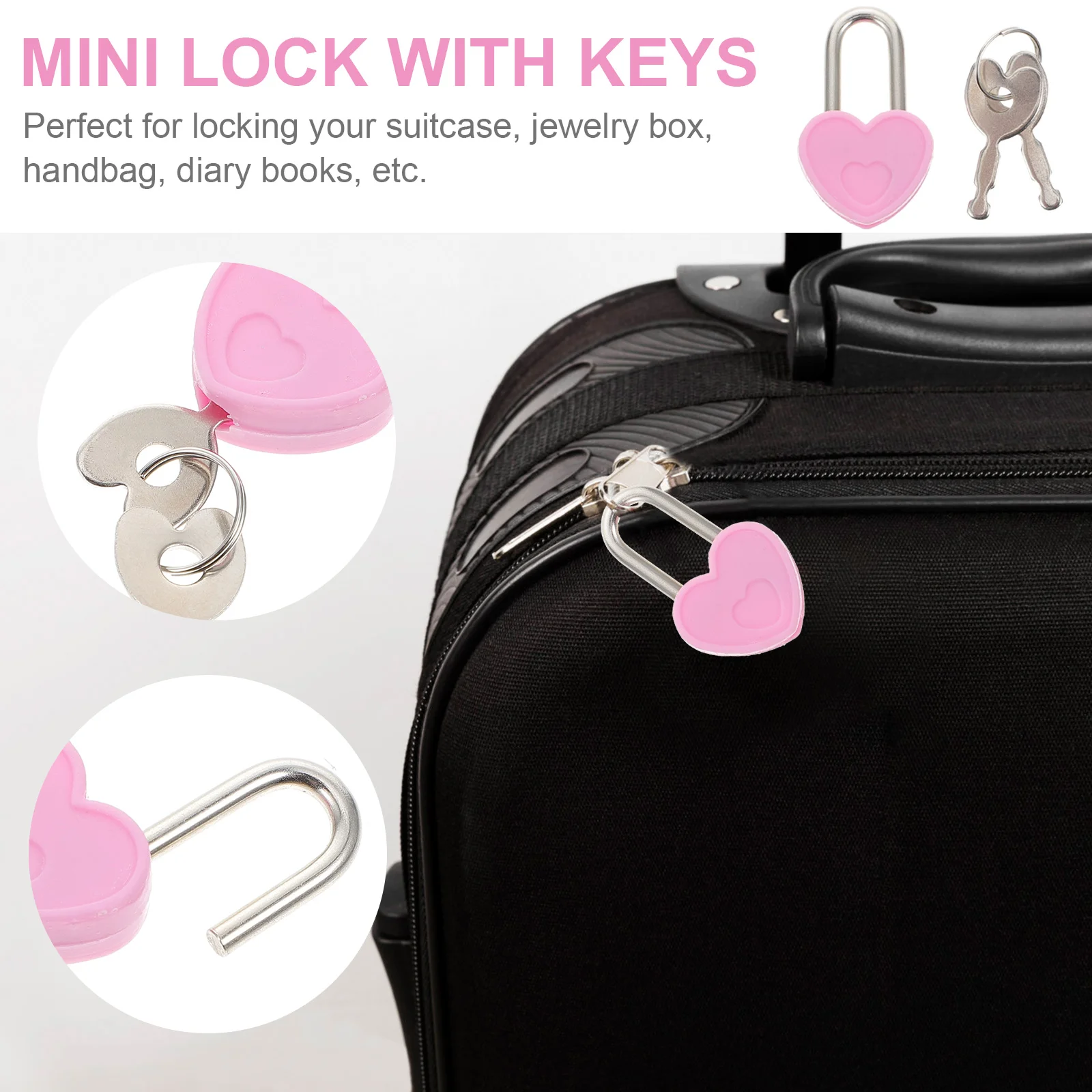 24 Pcs Diary Lock Heart Shape Pin Locks Lash Small Vintage Keys Travel Security Padlock Multi-functional Suitcase Locker