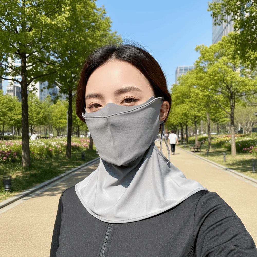 

Breathable Ice Silk Face Mask Lightweight Design with Drinking Compartment UV Protection Face Bkini Face Cover Extended Version