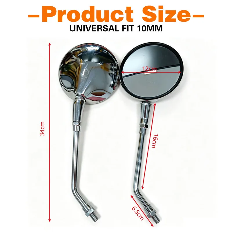 Universeller 10-mm-Motorrad-Rückspiegel für Honda CB600F Hornet CB1000R, verchromter, runder Retro-Seitenrückspiegel. – Detail 10