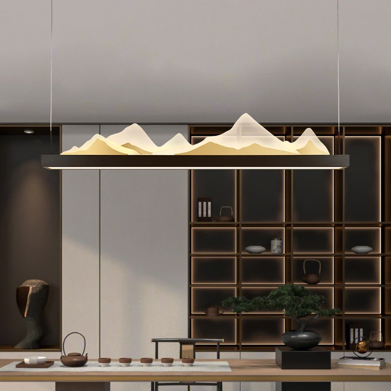 

New Chinese Designer Restaurant Bar Teahouse Decoration, Landscape Creative Art Japanese Zen Tea Room Lamp, Chandelier