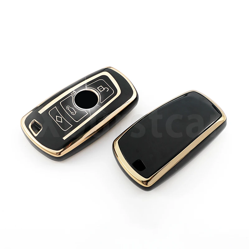 Gold Edge TPU Car Key Holder Case Cover For BMW 1 3 5 Series F20 F30 G20 F31 F34 F10 G30 F11 X3 F25 X4 I3 M3 M4 Accessories