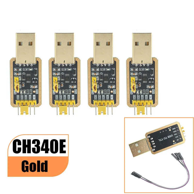 Luxurious Gold CH340E USB To TTL Module Serial Port Converter UART Module 3.3V 5V Electronic Kit