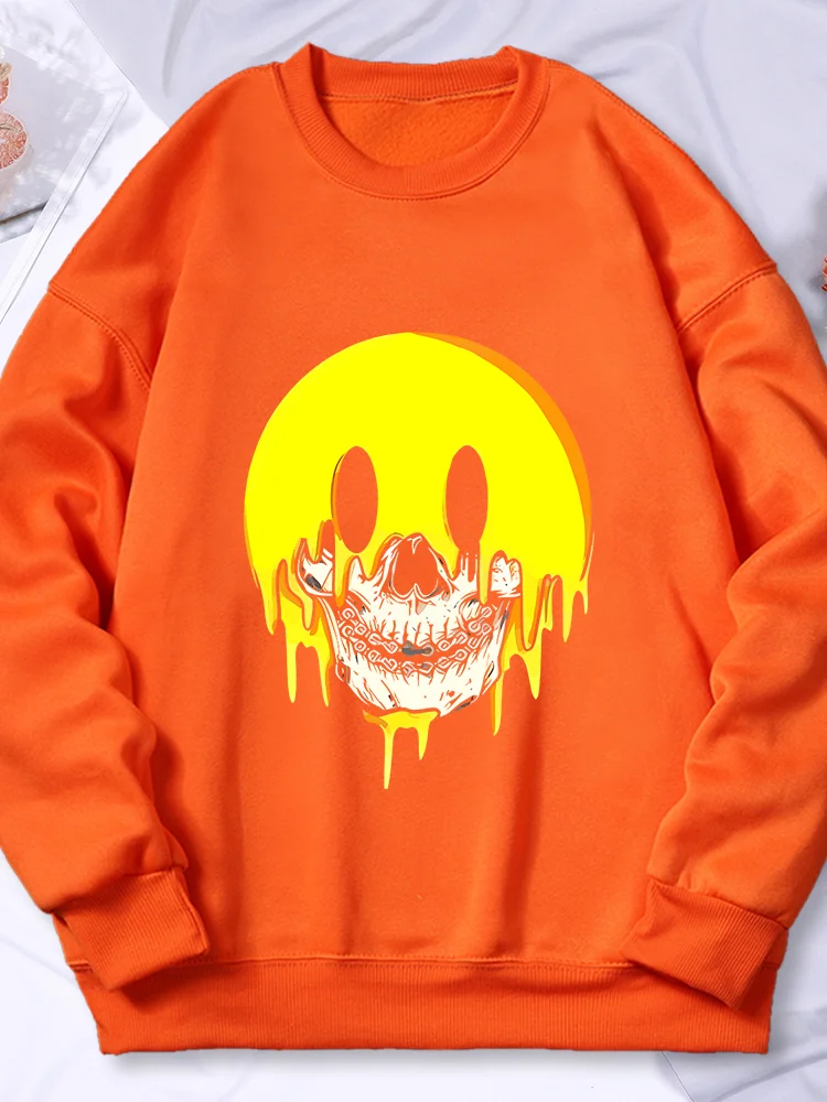 

Funny Smile Face Prints Sweatshirt Women'S Comfortable Versatile Hoody Cartoon Casual Autumn Hoodies Loose Warm Clothing Tops