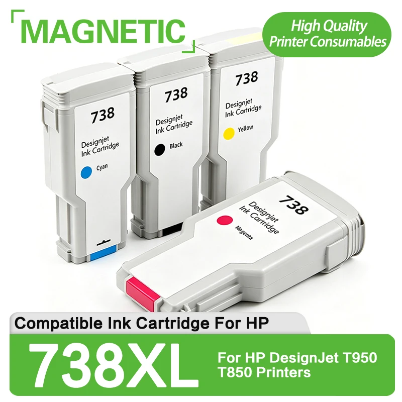 300ML For HP 738 738XL Premium Color Ink Cartridge Compatible For HP DesignJet T850 T950 Printers With Pigment Ink With Chip