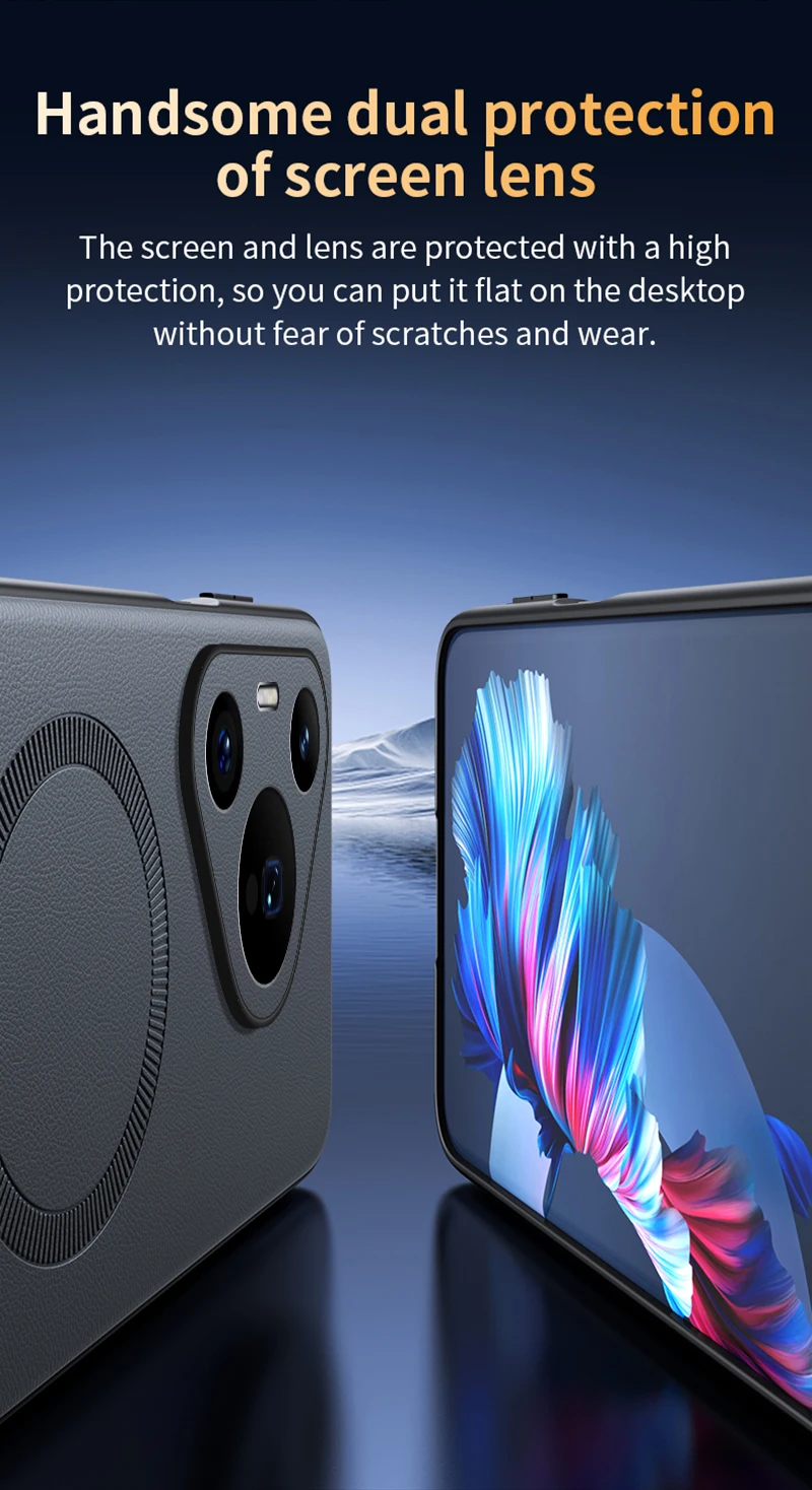 Für Huawei Pura 70: Magnetische Lederhülle mit Schutzfunktion, hochwertige, rutschfeste PC+TPU-Hülle mit Anti-Fingerabdruck-Beschichtung. – Detail 16