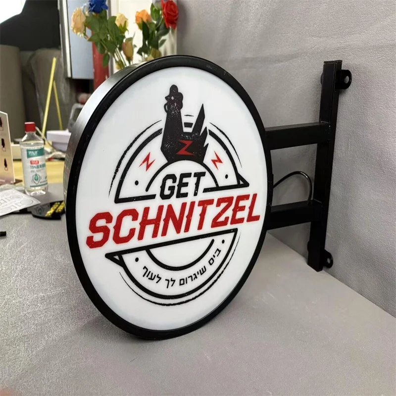 Benutzerdefiniertes Lichtkasten-Schild, LED-doppelseitiges rundes Lichtkasten-Laden, Geschäftsschild vorne, Schönheitssalon-Café-Außenschild