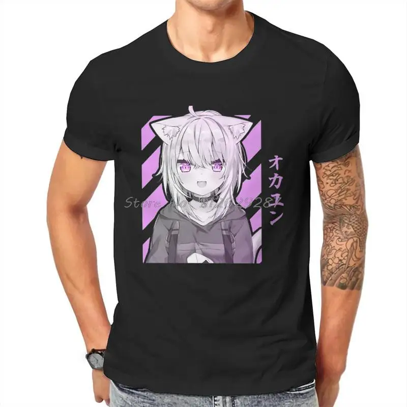 Hololive VTuber Nekomata Okayu TShirt Men Graphic Harajuku o-neck Cotton T Shirt Anime Tshirt Hip Hop Tees Streetwear