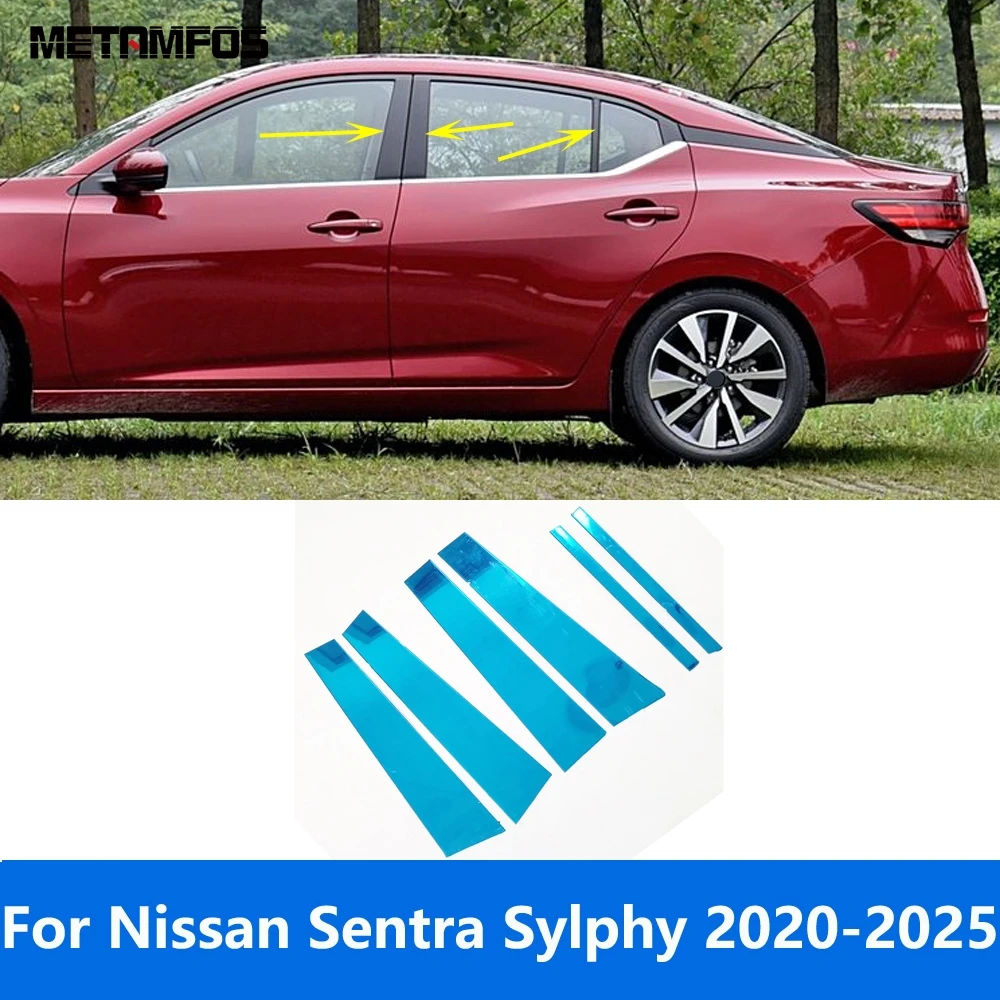 

For Nissan Sentra Sylphy 2020-2024 2025 Stainless Steel Window Center B C Pillar Posts Cover Trim Bezel Accessories Car Styling