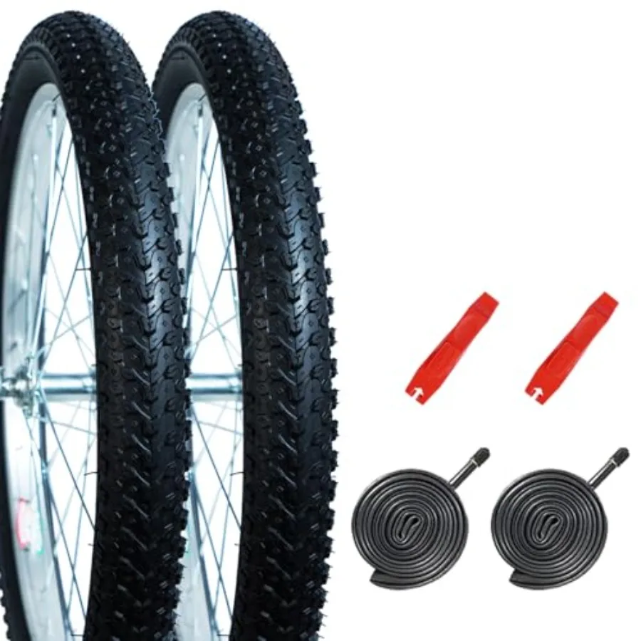 

2Pack Mountain Bike Tire Replacement Kit 20/24/26/29 Bike Tires + 2 Bike Tubes with Puncture Sealant + 2 Tire Levers Folding Bi