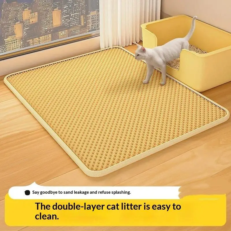 Double Layer Cat Litter Mat Anti Spill Litter Trapping Pad Non Slip Waterproof Ideal Gift for Cat Lovers Pet Owners