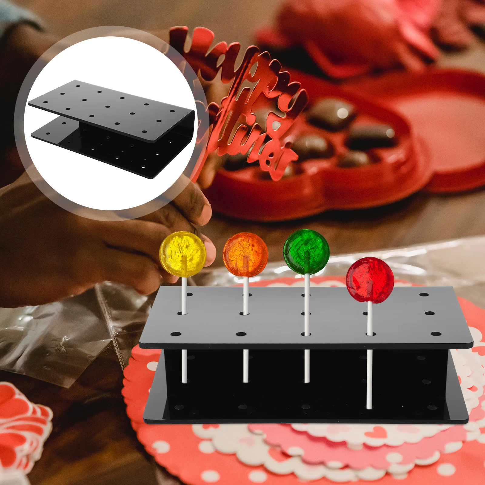 

Acrylic Lollipop Display Rack Multi-Hole Lollipop Holder Smooth Edge Candy Stand Party Wedding Birthday Shop Organizer