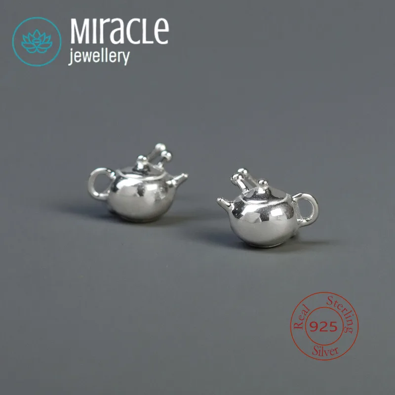 

Miracle Sterling Silver 925 Original Design Self-Designed National Trend Ear Cuff Earrings Unisex Handsome Cute Teapot Tea Set