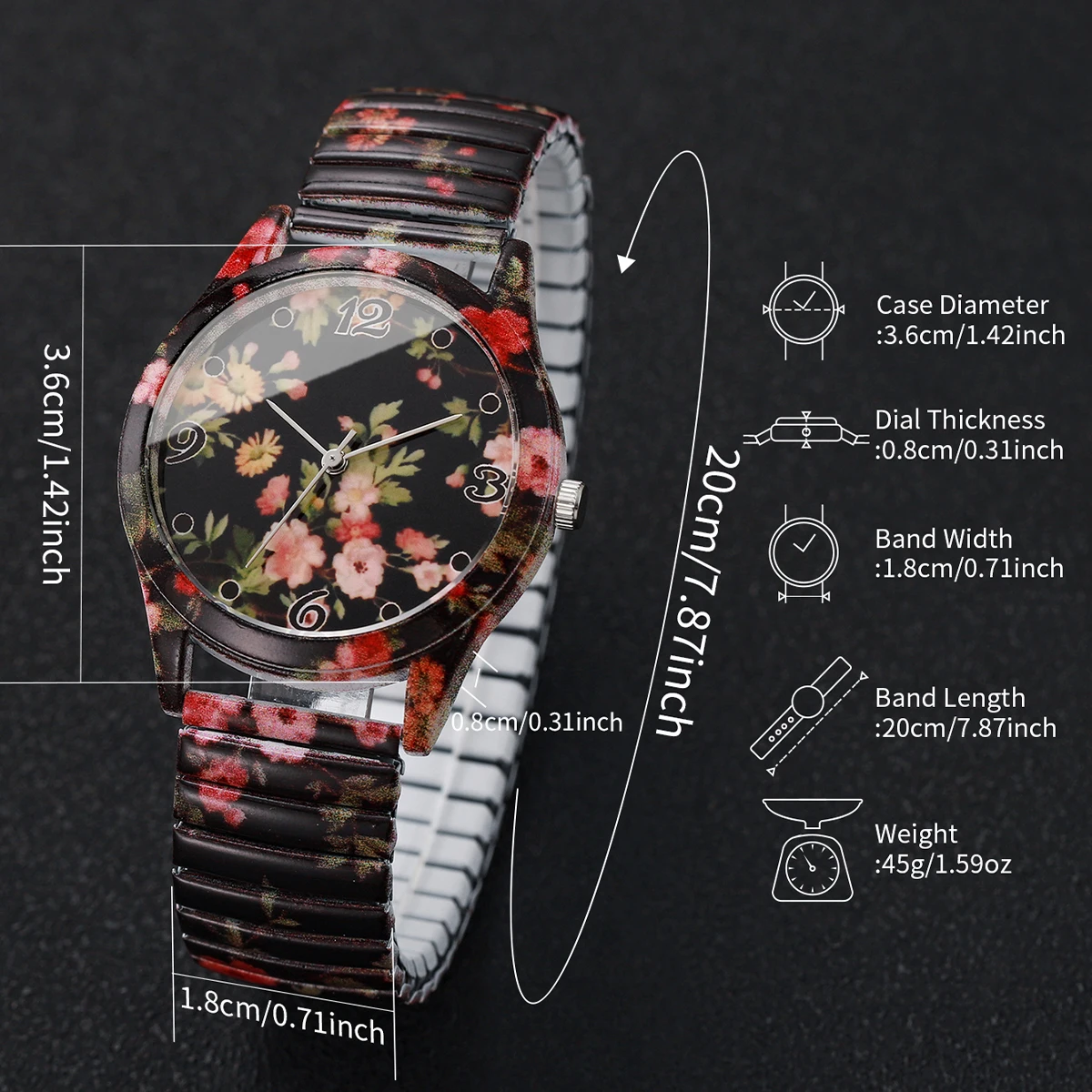 1pcs Women's Gift Printed Watch Fashion Casual Digital Scale Dial Temperament Elegant Printed Quartz Watch ( Box Not Included)