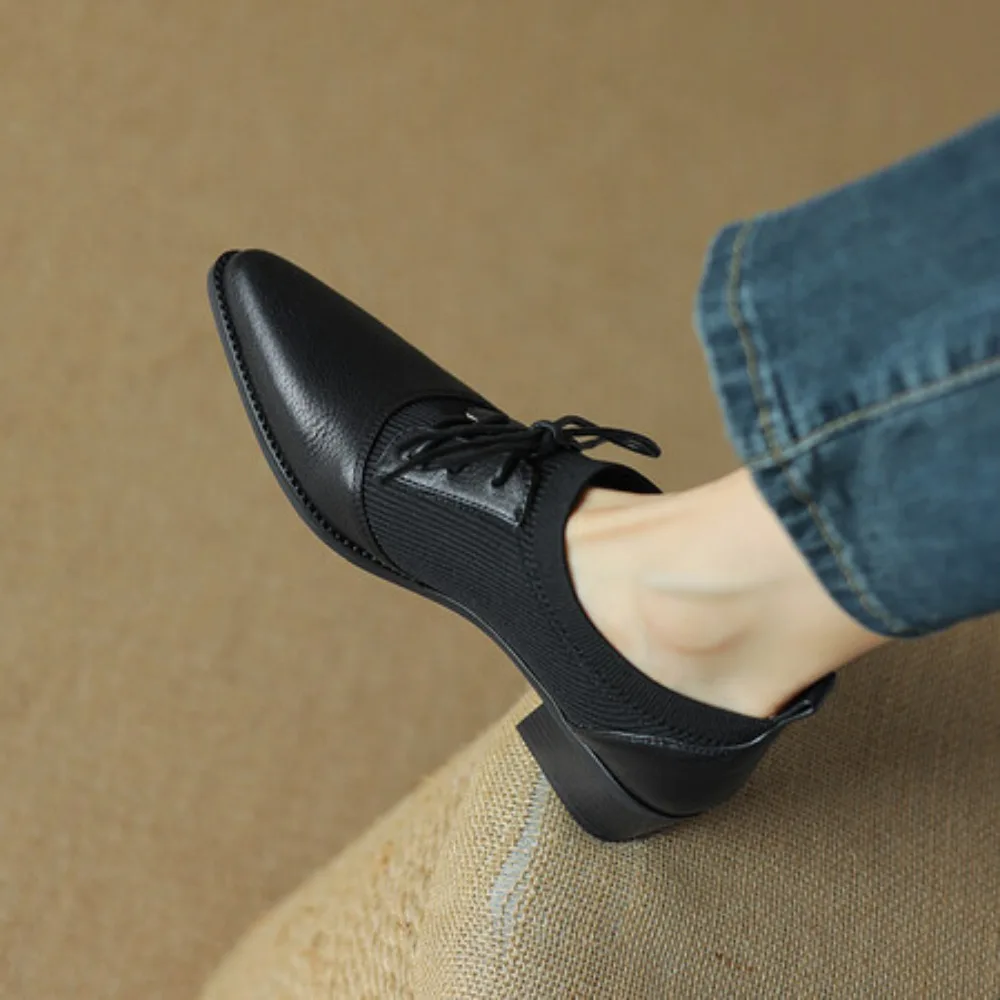 

Women's Oxfords Shoes Single Shoes Made of Sheepskin Material with Pig Leather Lining and Insoles Soft and Comfort Office Lady